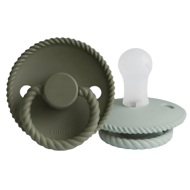 FRIGG Rope Silicone Pacifier 2-Pack - Olive/Sage - HoneyBug
