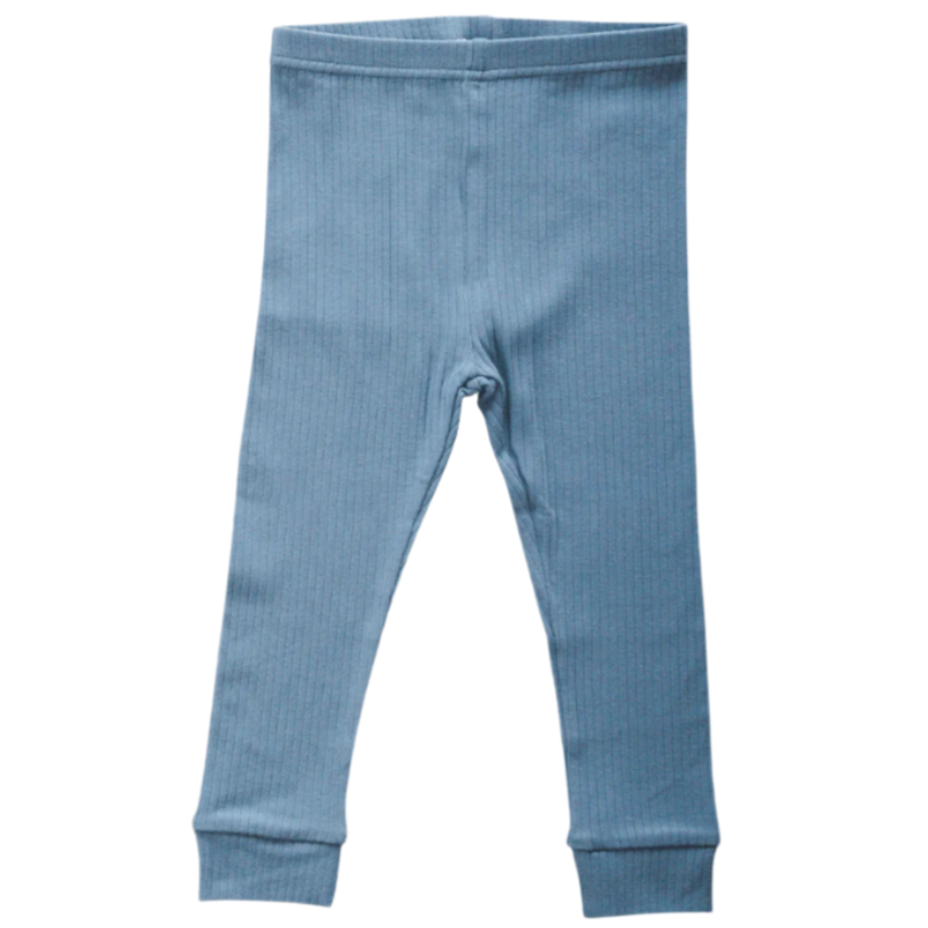 Organic Ribbed Cotton Legging - Ocean Blue - HoneyBug