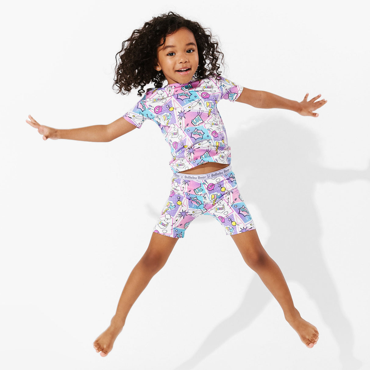 Comic Purple Bamboo Kids Pajama Short Set - HoneyBug
