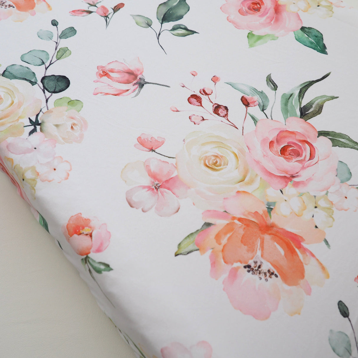 Changing Pad Cover - Peach Floral - HoneyBug