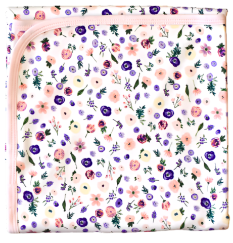 Clementine Purple Floral Blanket - HoneyBug