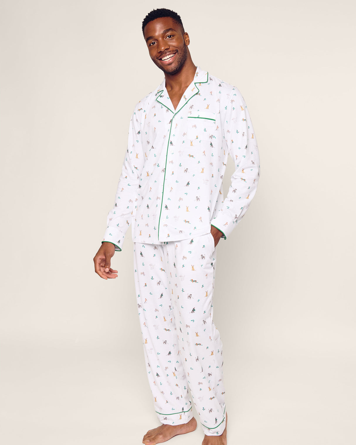 Men's Pima Pajama Set in Jingle Paws - HoneyBug
