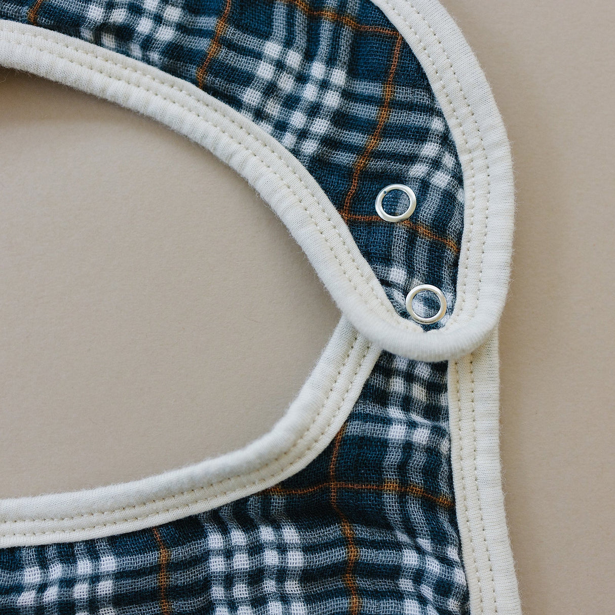 Navy Plaid Classic Muslin Bib - HoneyBug