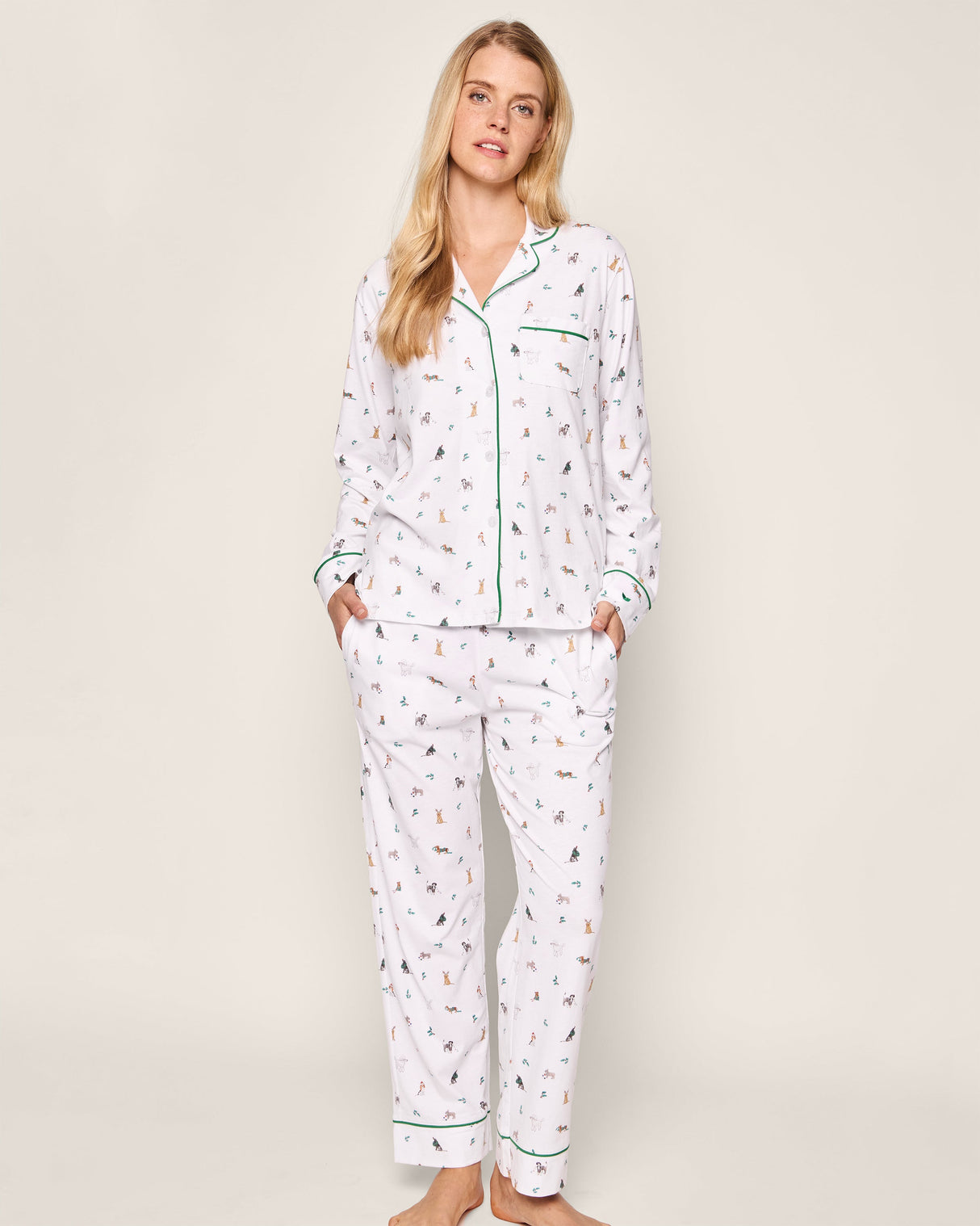 Women's Pima Pajama Set in Jingle Paws - HoneyBug