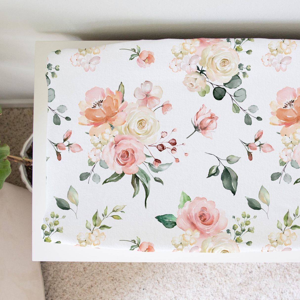 Changing Pad Cover - Peach Floral - HoneyBug