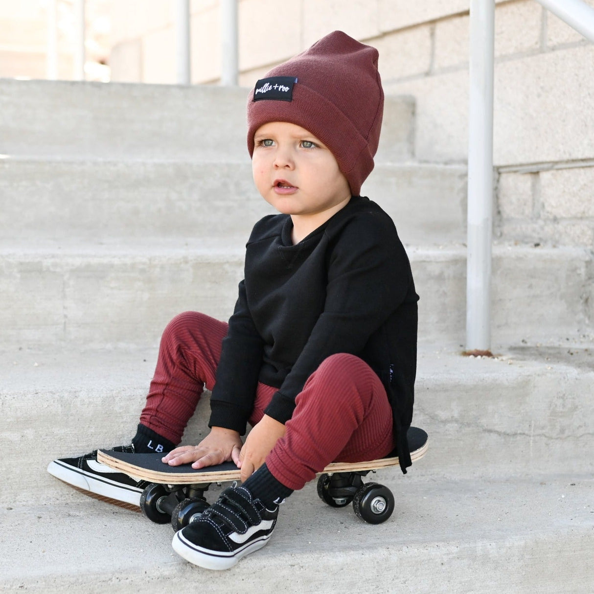 BAMBOO CUFF BEANIE- Oxblood - HoneyBug