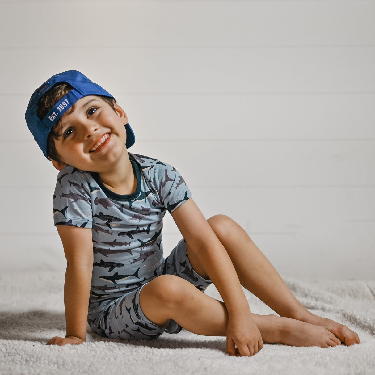 TWO PIECE SHORTIE SET- Sharks - HoneyBug