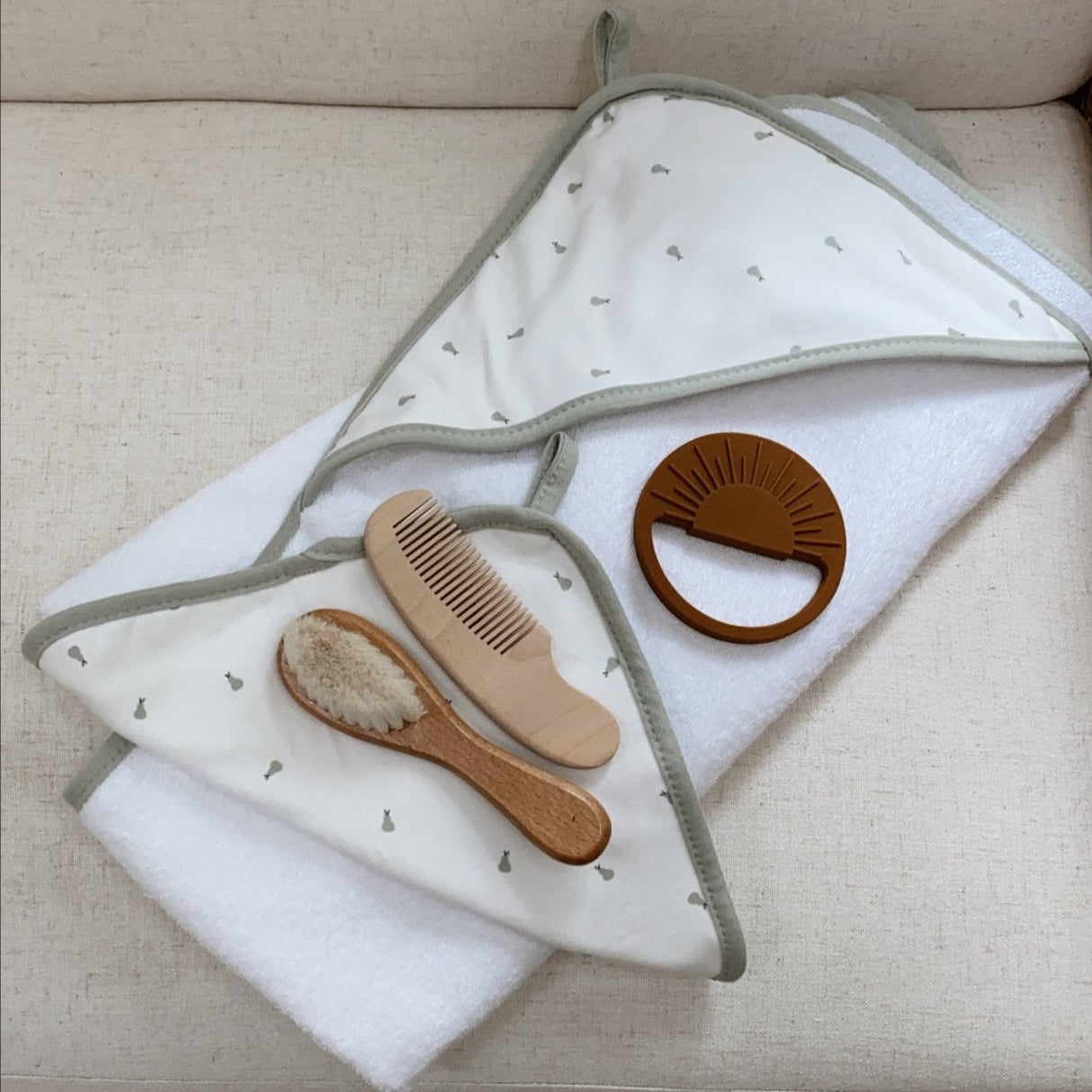 3 Pack Washcloth Set - Sage Pear - HoneyBug