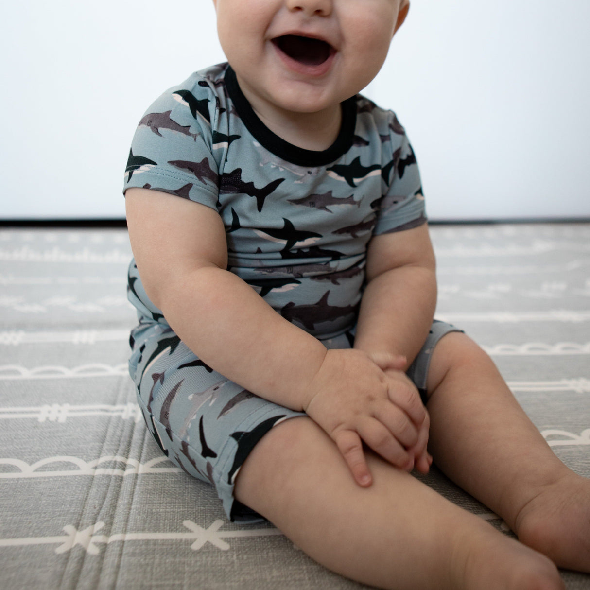 TWO PIECE SHORTIE SET- Sharks - HoneyBug