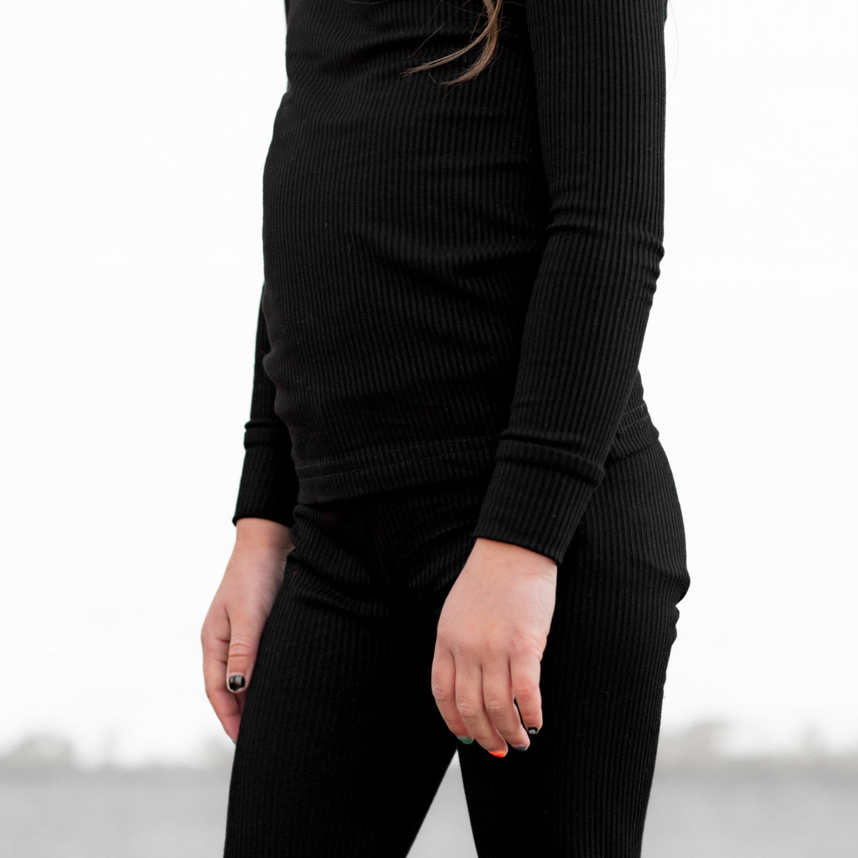 LONG SLEEVE 2 PIECE SETS- Midnight Ribbed - HoneyBug