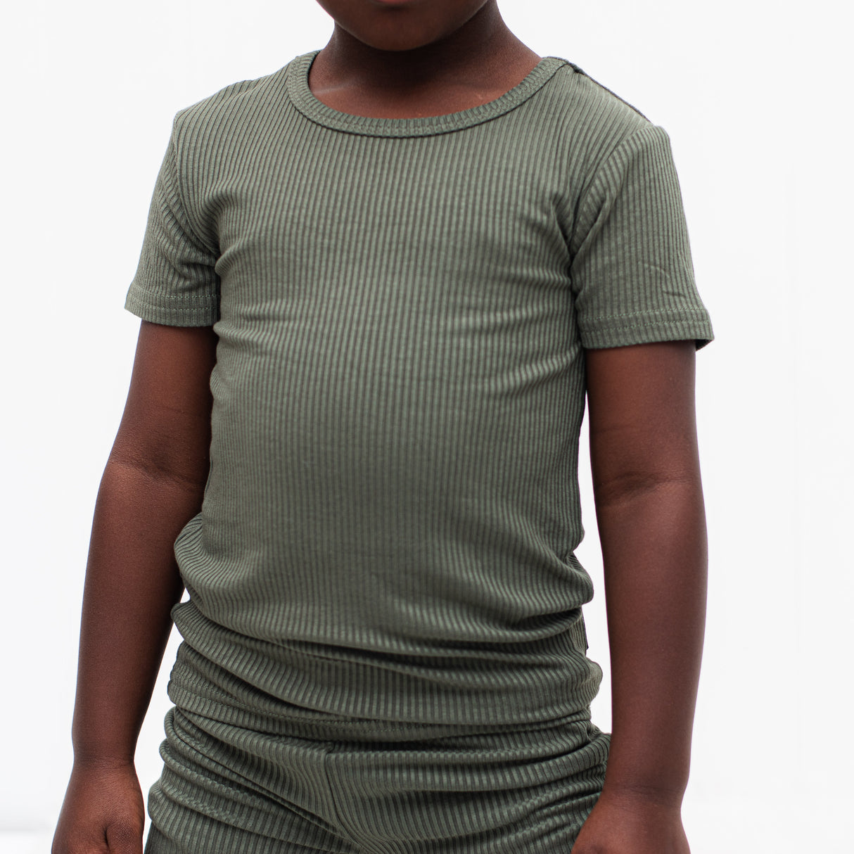 TWO PIECE SHORTIE SET- Moss Ribbed - HoneyBug