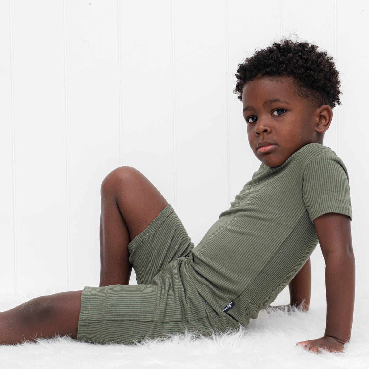 TWO PIECE SHORTIE SET- Moss Ribbed - HoneyBug