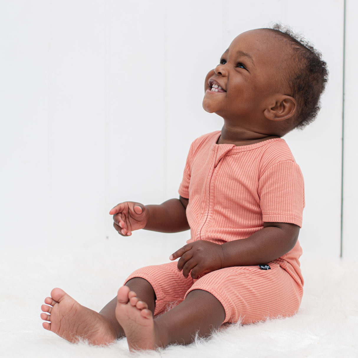 SHORTIE ZIP ROMPER - Red Rock Ribbed - HoneyBug