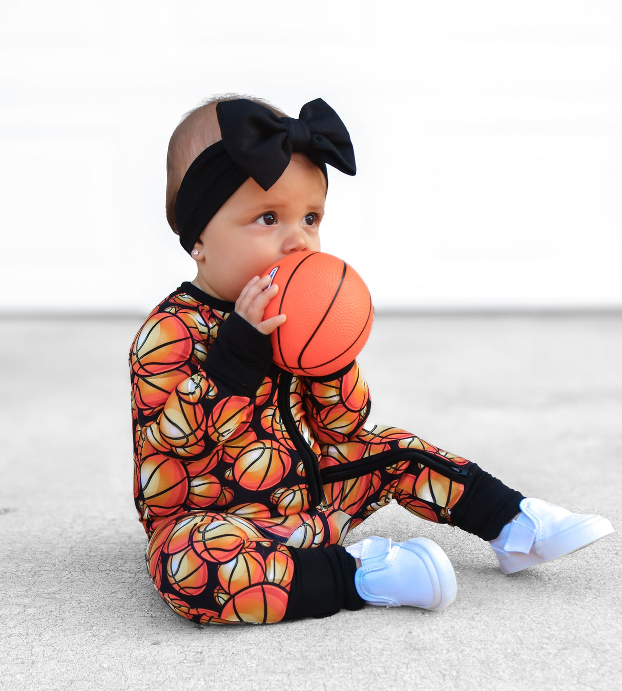 Zip Romper - Basketball - HoneyBug
