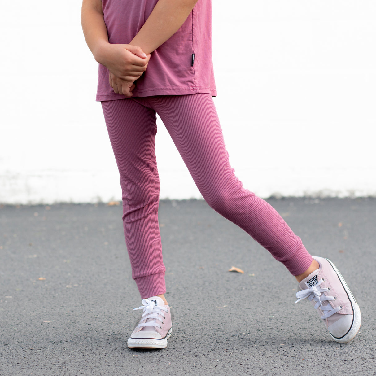 BAMBOO RIB LEGGINGS- Mauve - HoneyBug