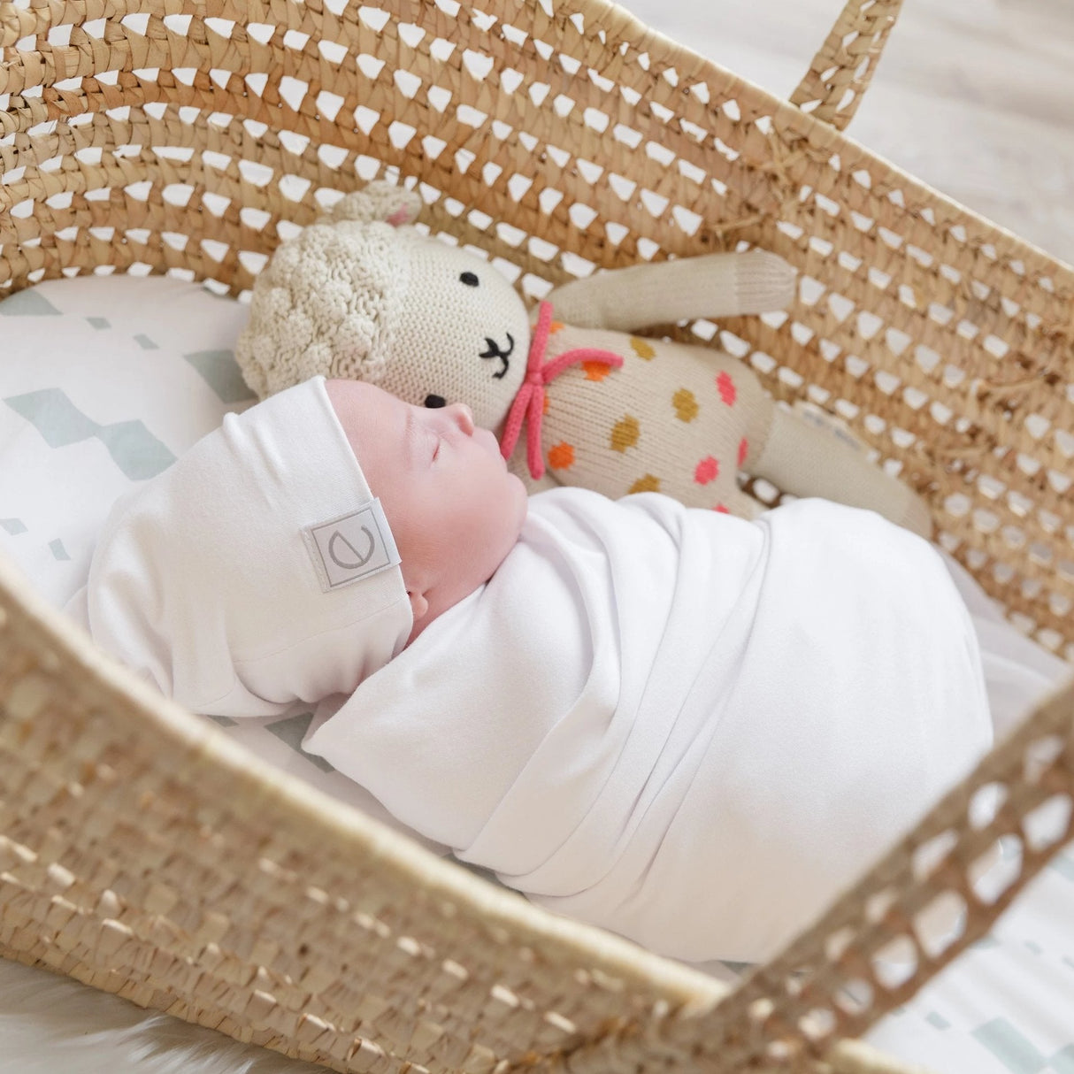 2 Pack Jersey Cotton Beanie Hat Set - Heather Grey & White - HoneyBug