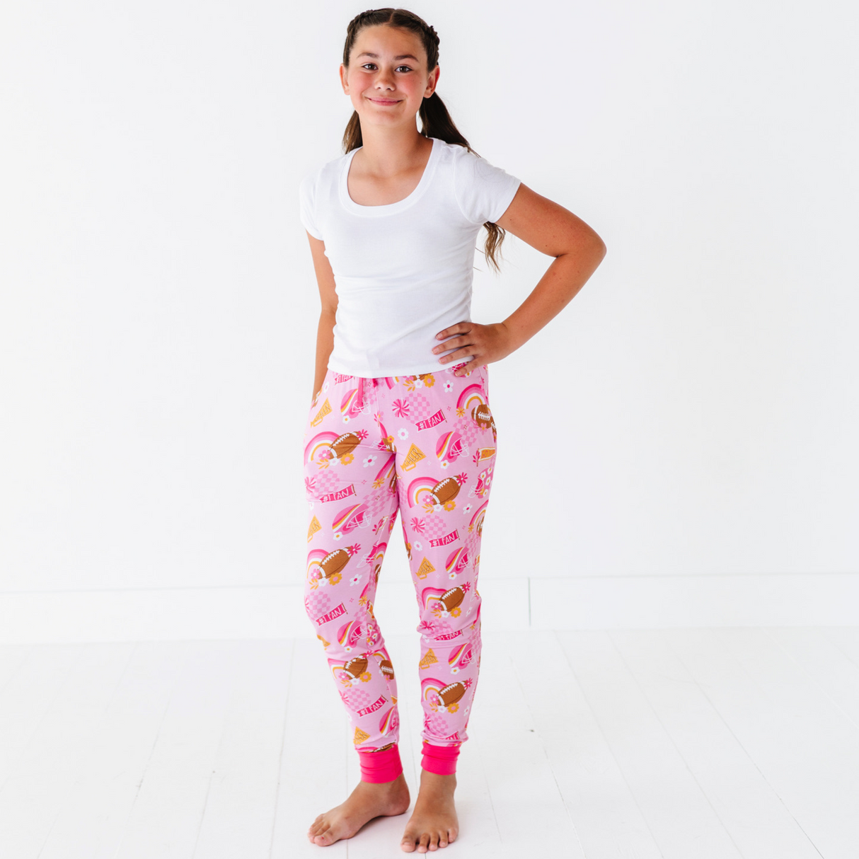 On Game Days We Wear Pink Joggers - Bigger Kids - HoneyBug
