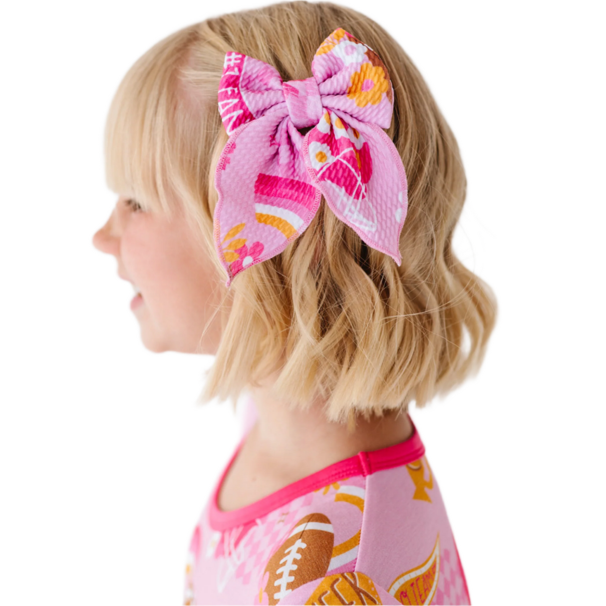 On Game Days We Wear Pink Clip Bow - HoneyBug