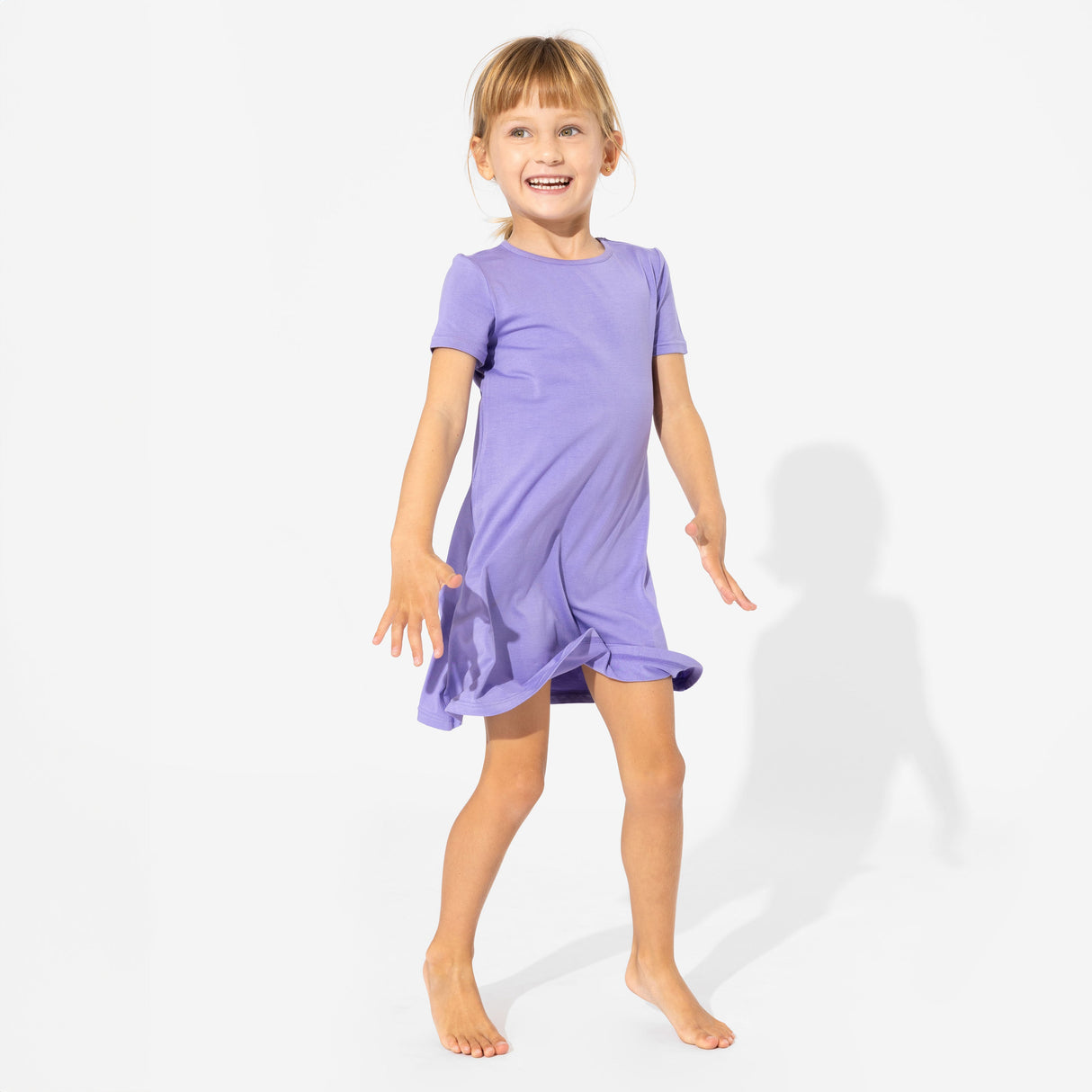 Poppin Purple Bamboo Girls' Short Sleeve Dress - HoneyBug