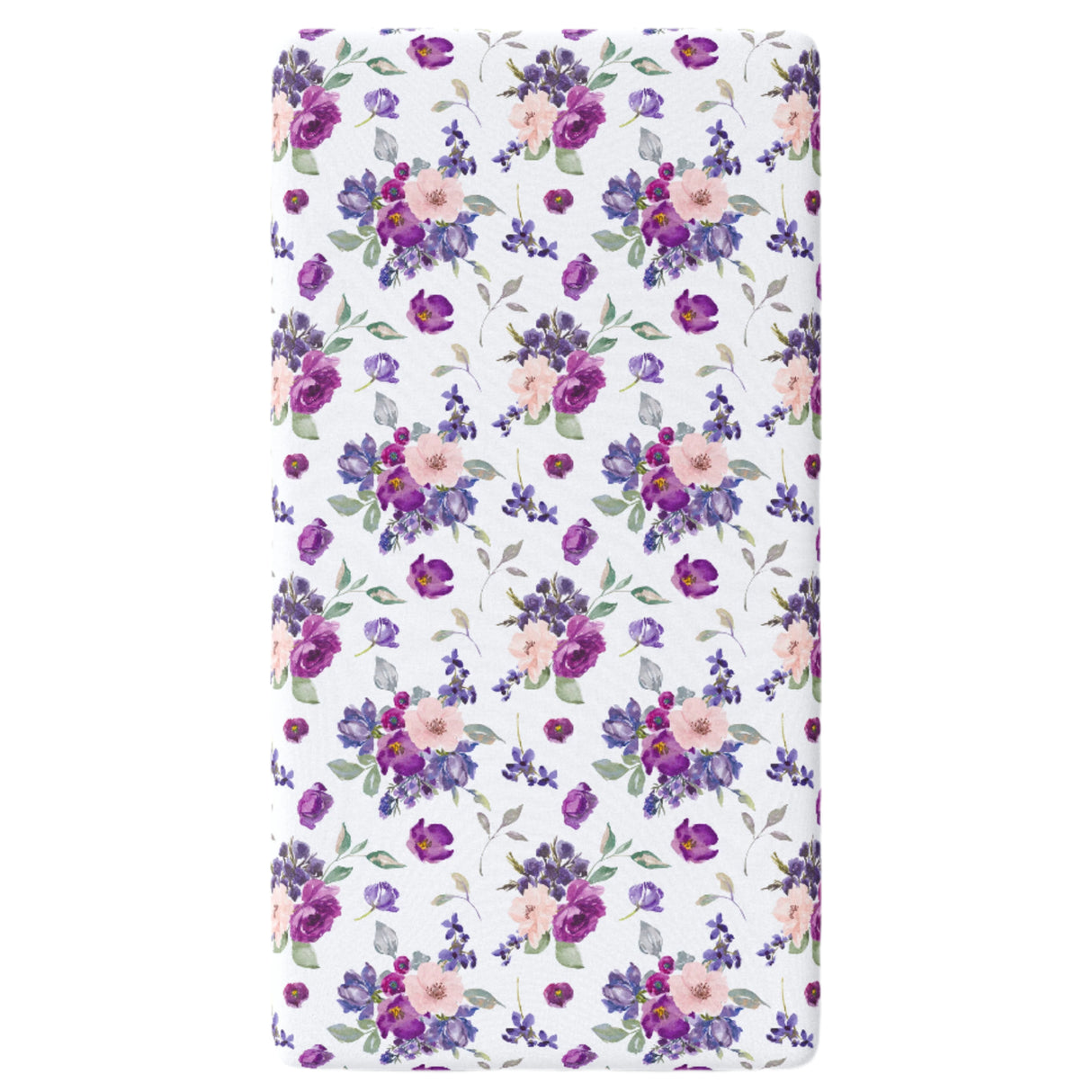 Fitted Crib Sheet - Purple & Blush Floral - HoneyBug