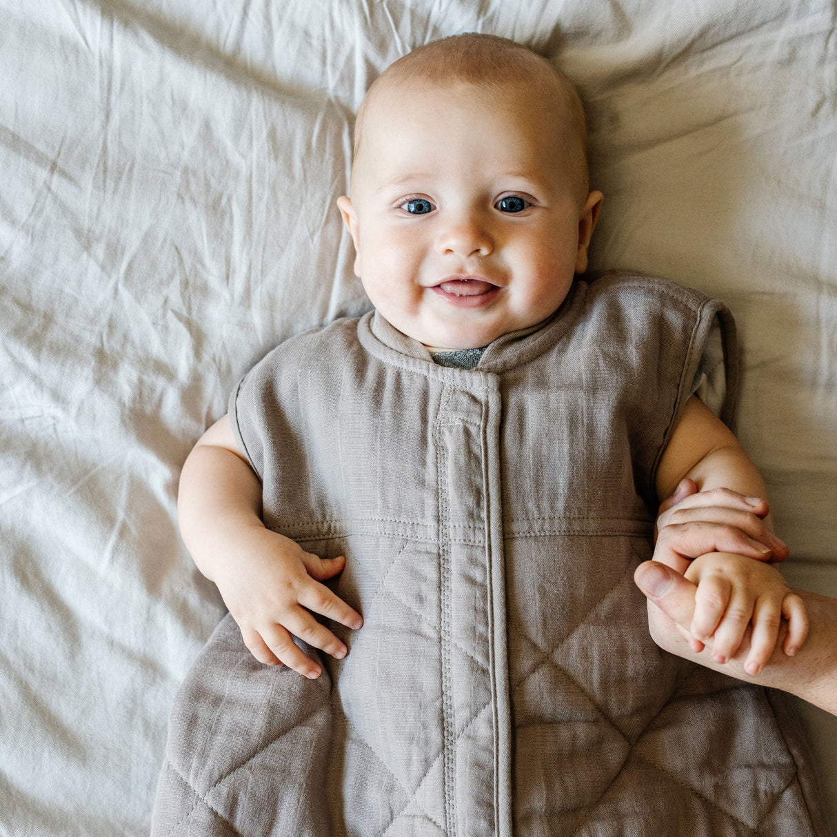 Cotton Muslin Quilted Sleep Bag - Mocha - HoneyBug