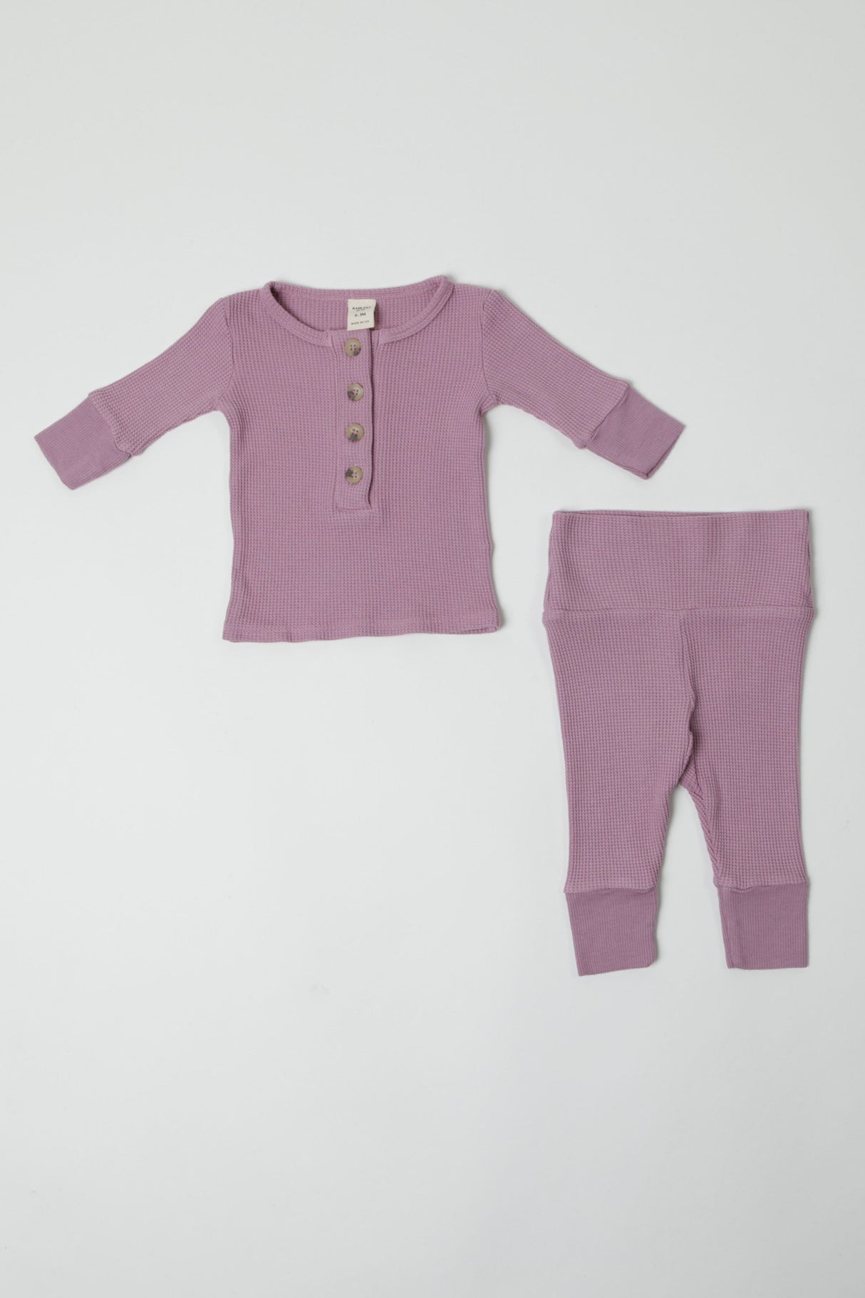 DELILAH || THERMAL BABY LONG SLEEVE HENLEY TOP AND BOTTOM SET
