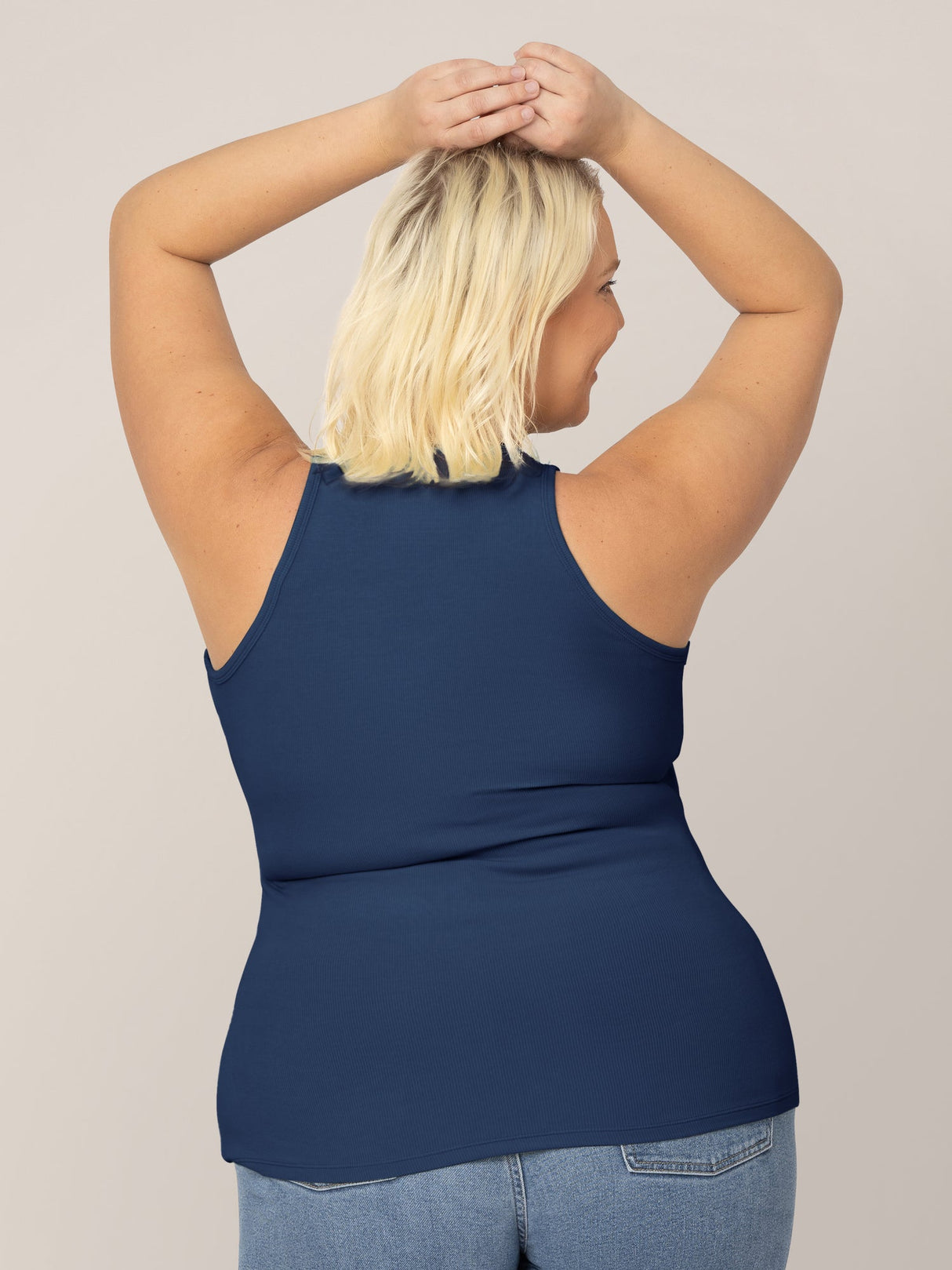 Ribbed Bamboo Racerback Nursing Tank | Navy - HoneyBug