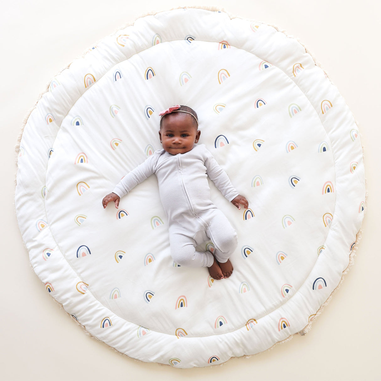 Organic Cotton Quilted Play Mat - Rainbow