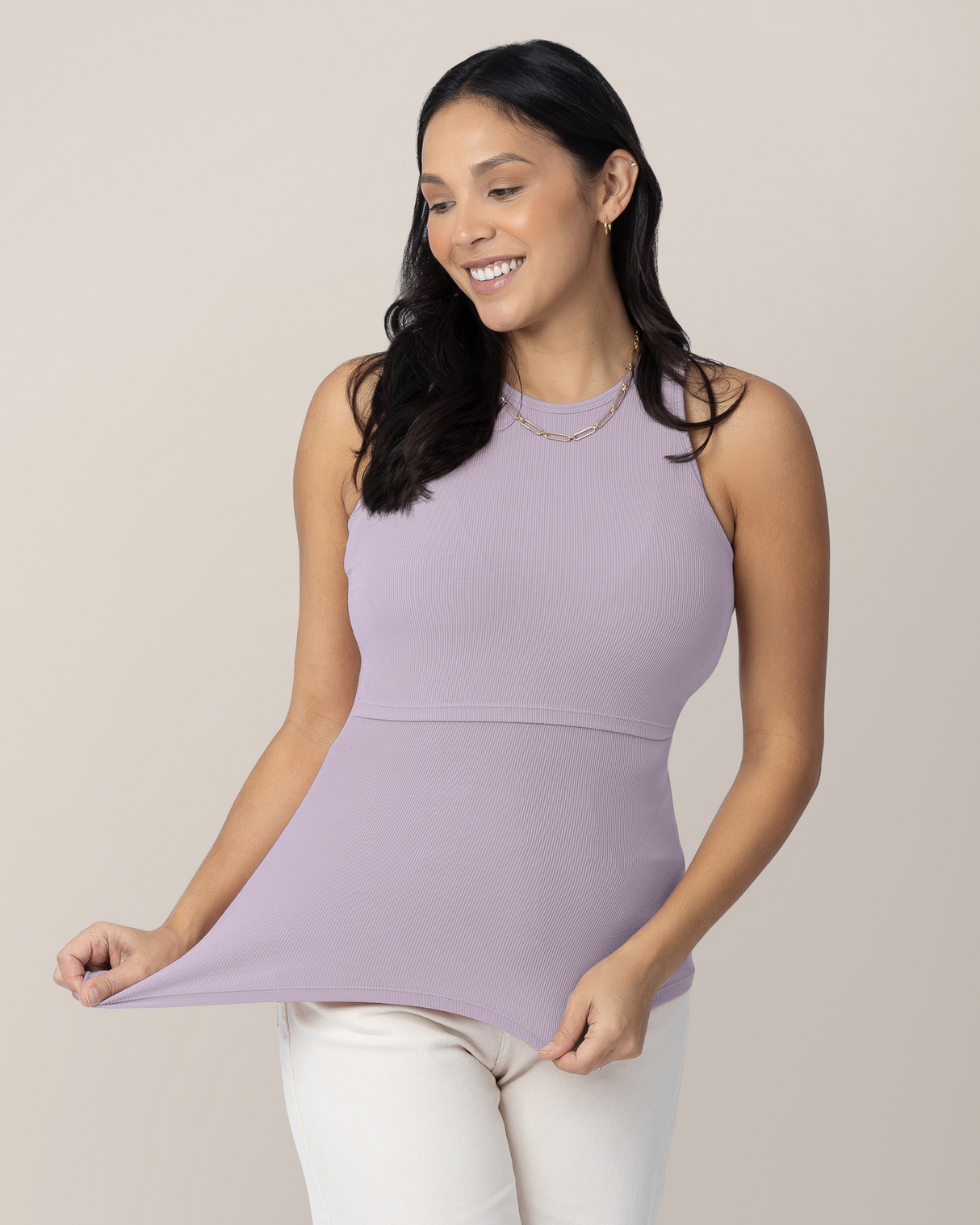 Ribbed Bamboo Racerback Nursing Tank | Lavender Mist - HoneyBug