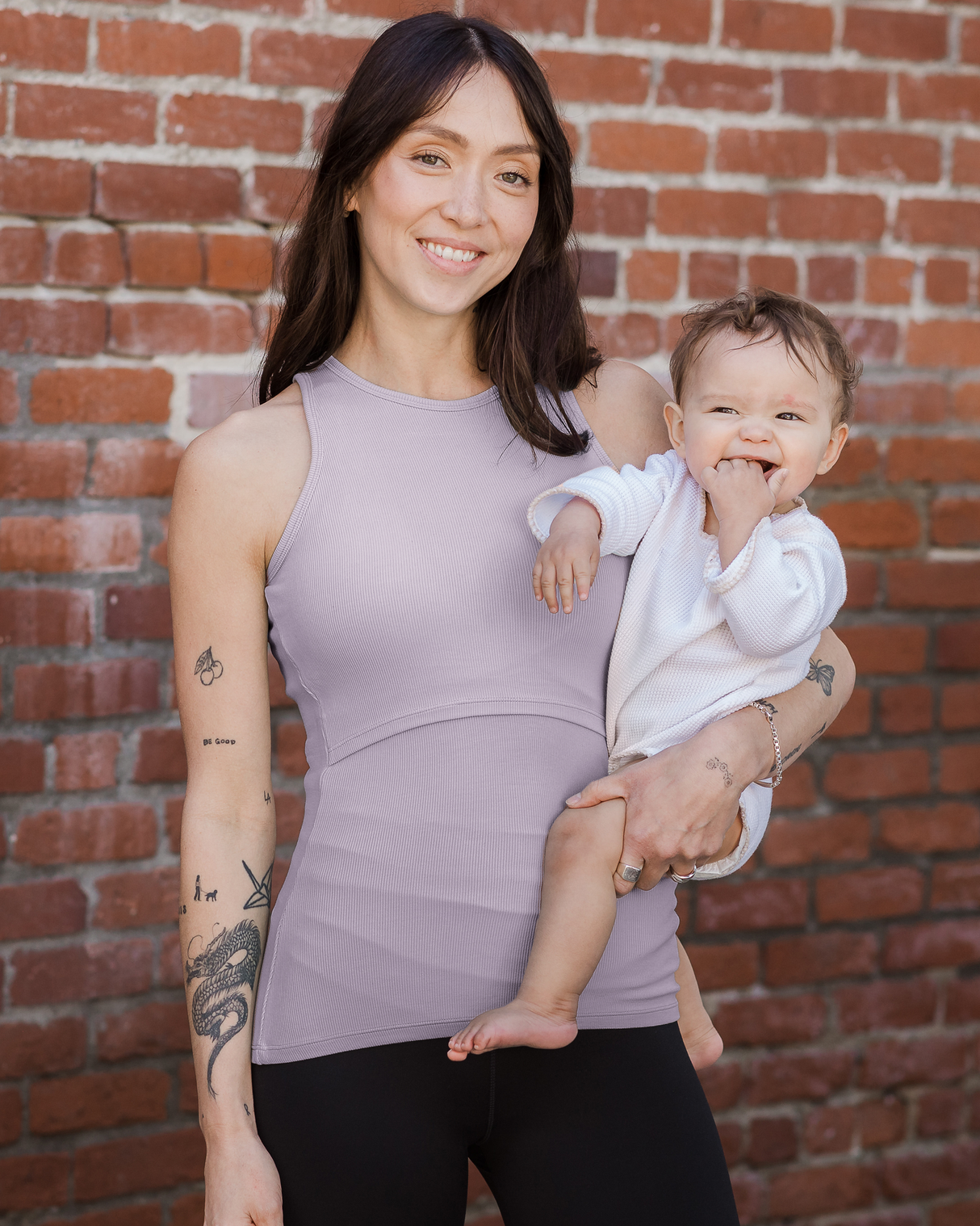Ribbed Bamboo Racerback Nursing Tank | Lavender Mist - HoneyBug