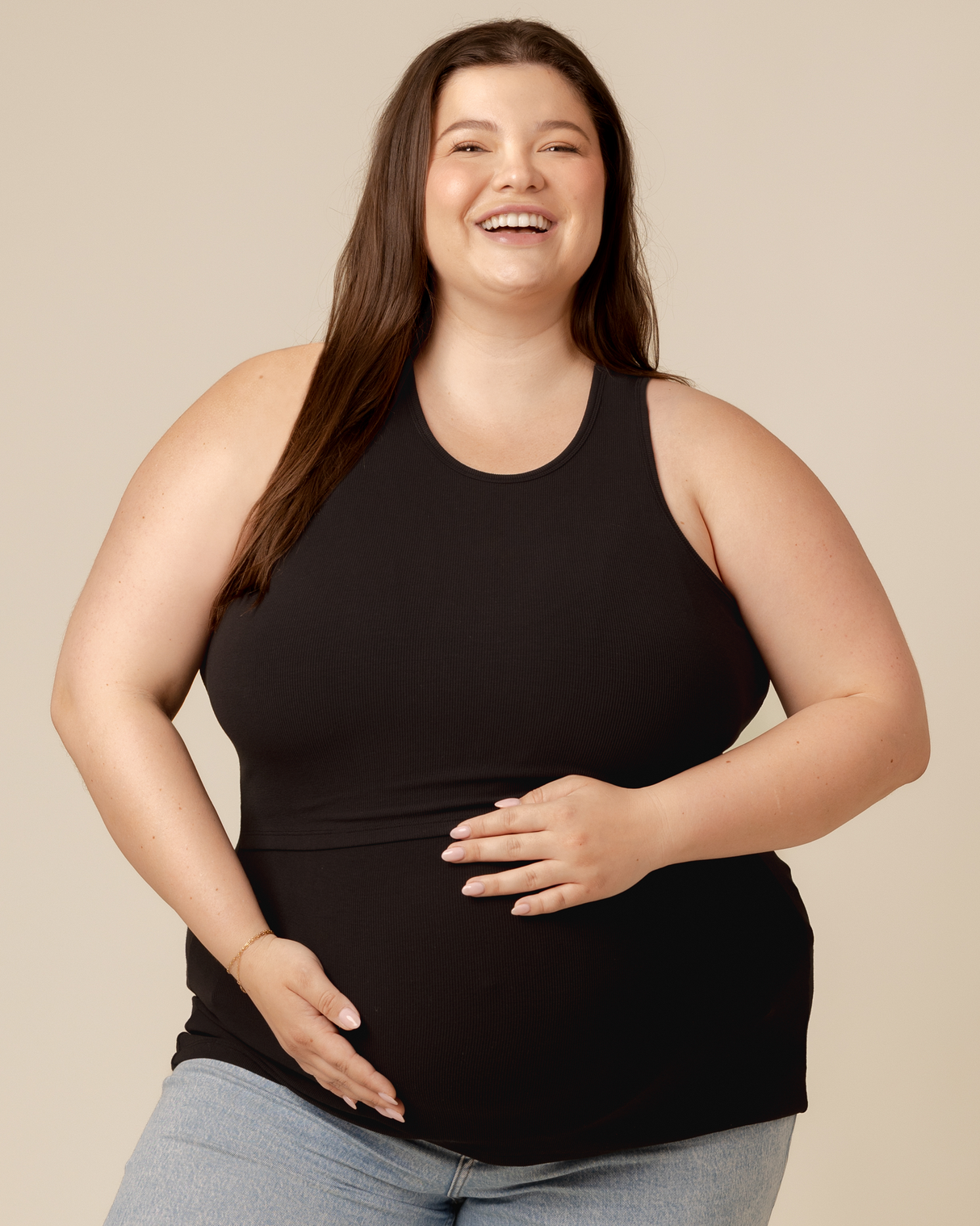 Ribbed Bamboo Racerback Nursing Tank | Black - HoneyBug