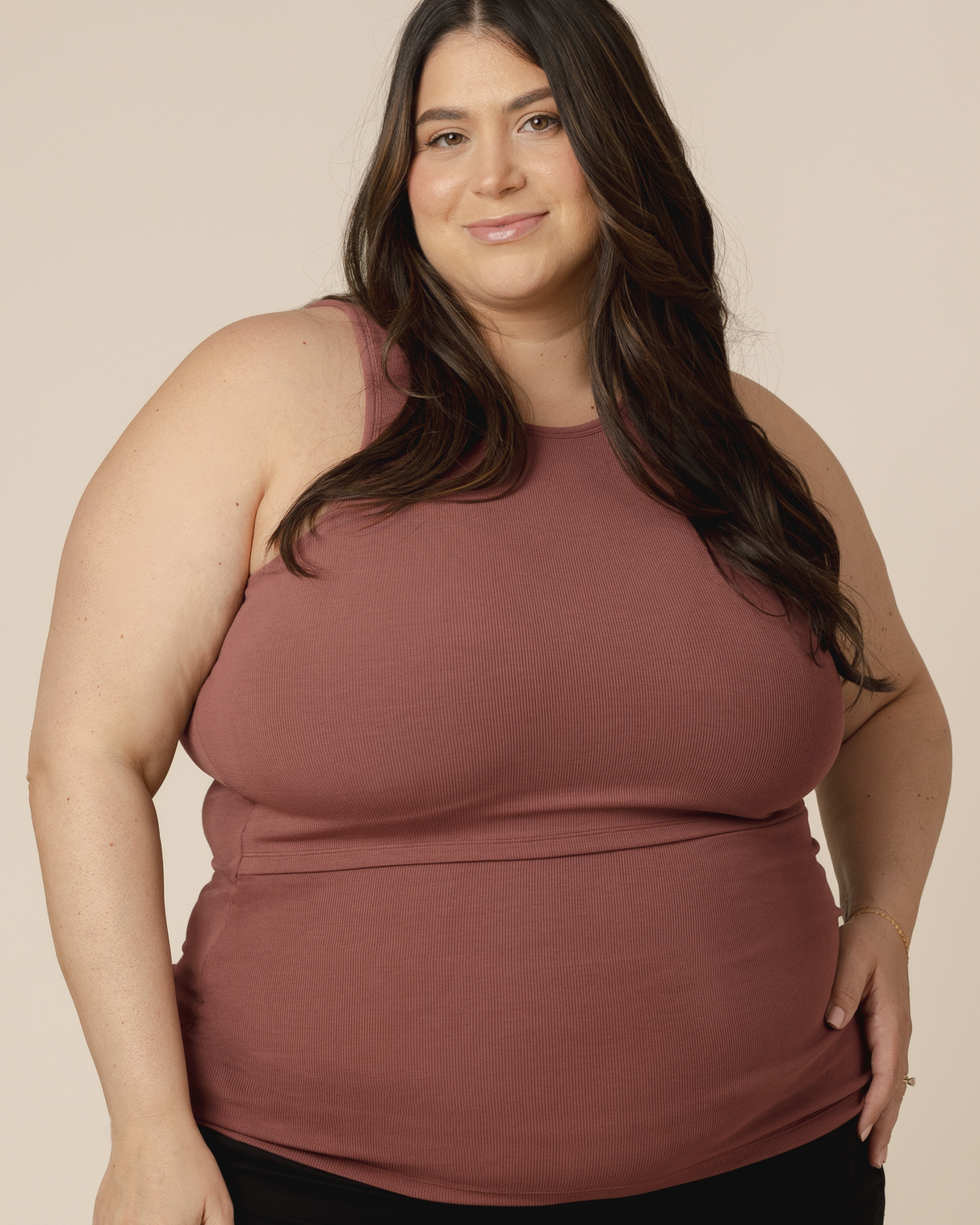 Ribbed Bamboo Racerback Nursing Tank | Redwood - HoneyBug