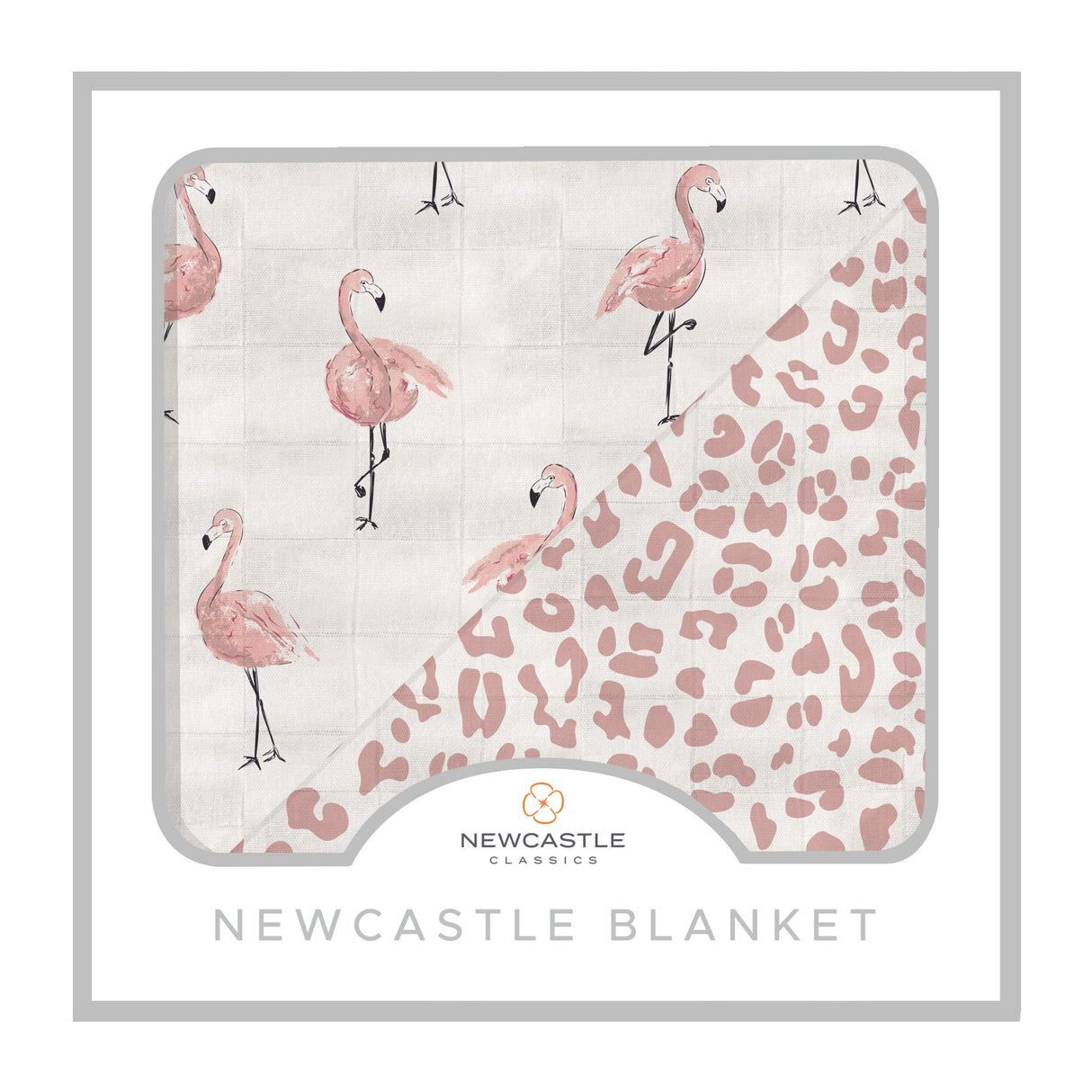 Dancing Flamingo and Little Leopard Newcastle Blanket