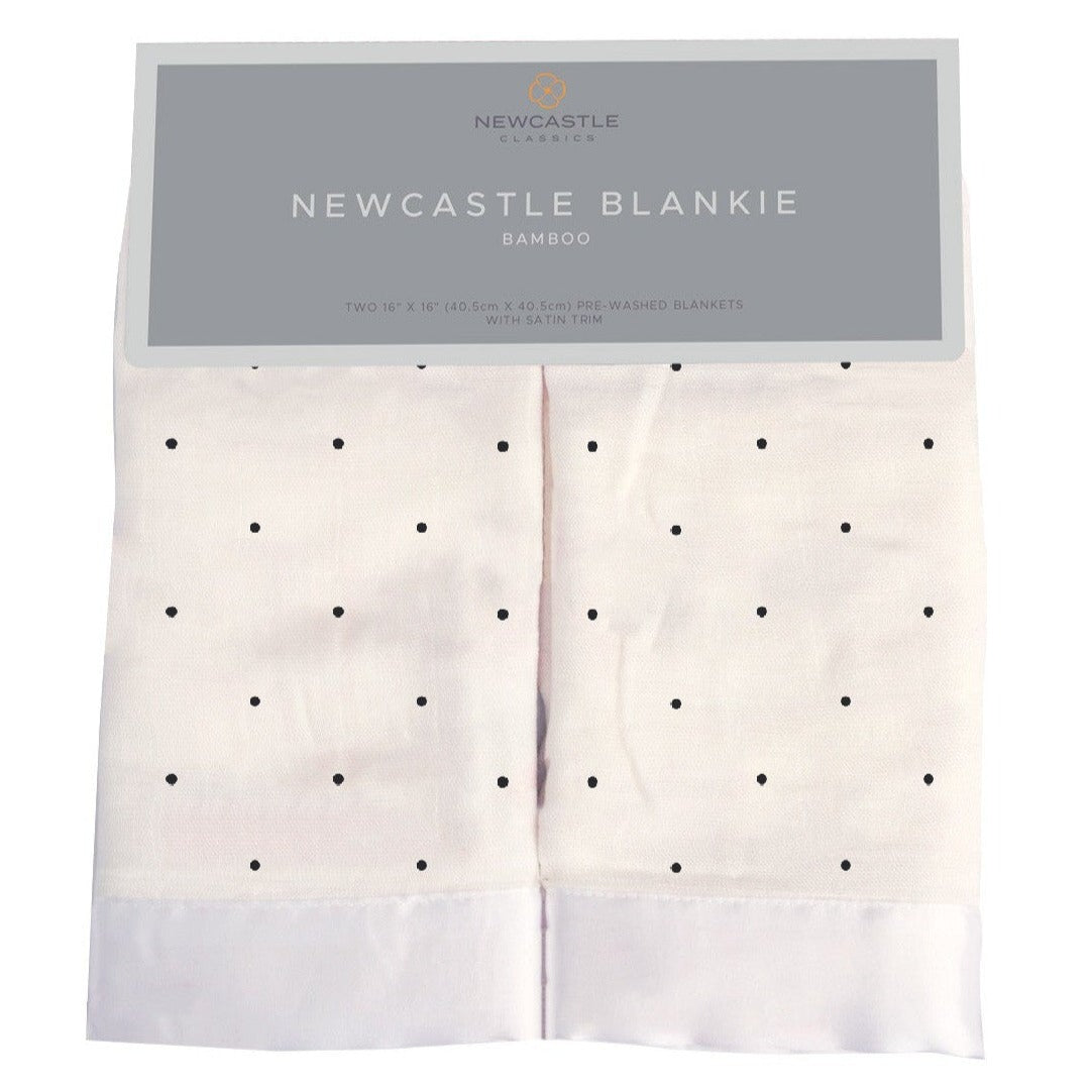 Black and White Polka Dot Bamboo Newcastle Blankie - HoneyBug