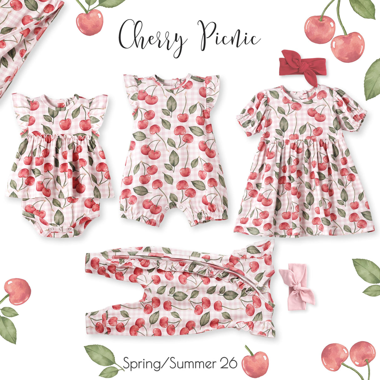 Cherry Picnic Puff Sleeve Bamboo Dress