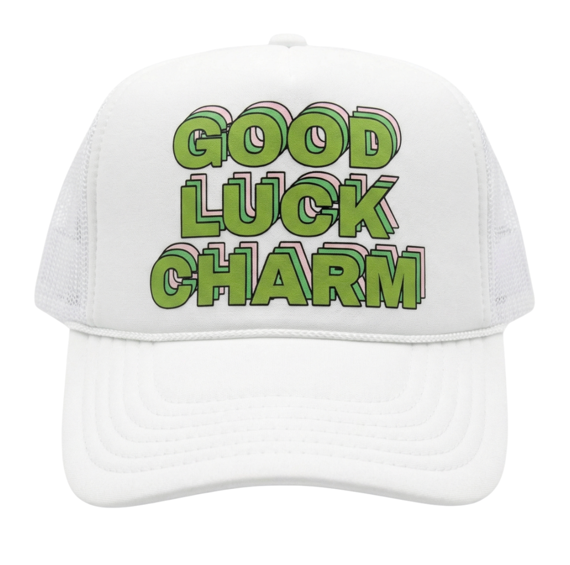 GOOD LUCK CHARM ♡ printed trucker hat