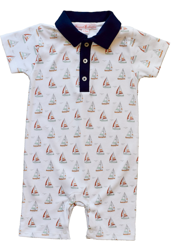 Sailboat Romper with Collar - HoneyBug