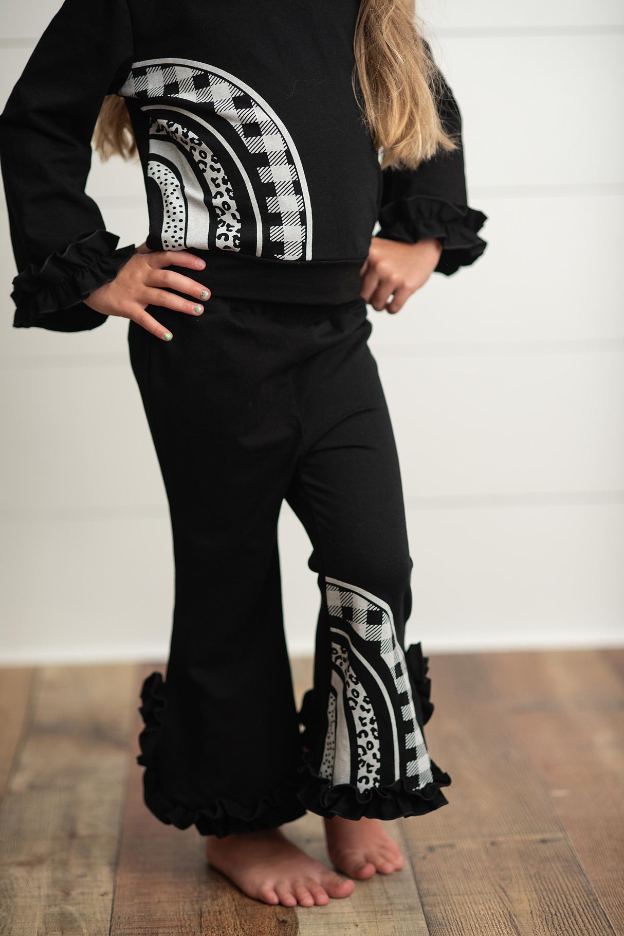 Black Rainbow Hooded Set - HoneyBug