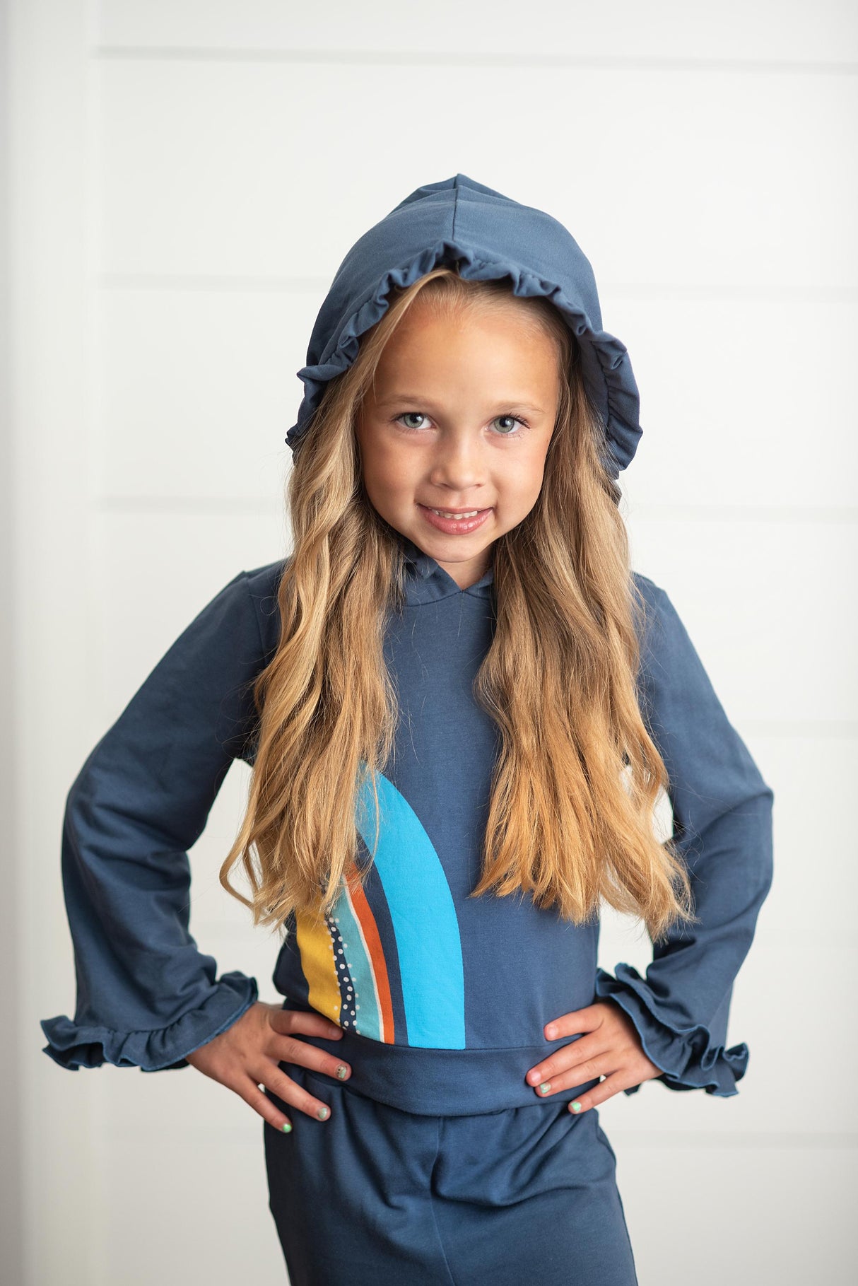 Navy Rainbow Hooded Set - HoneyBug