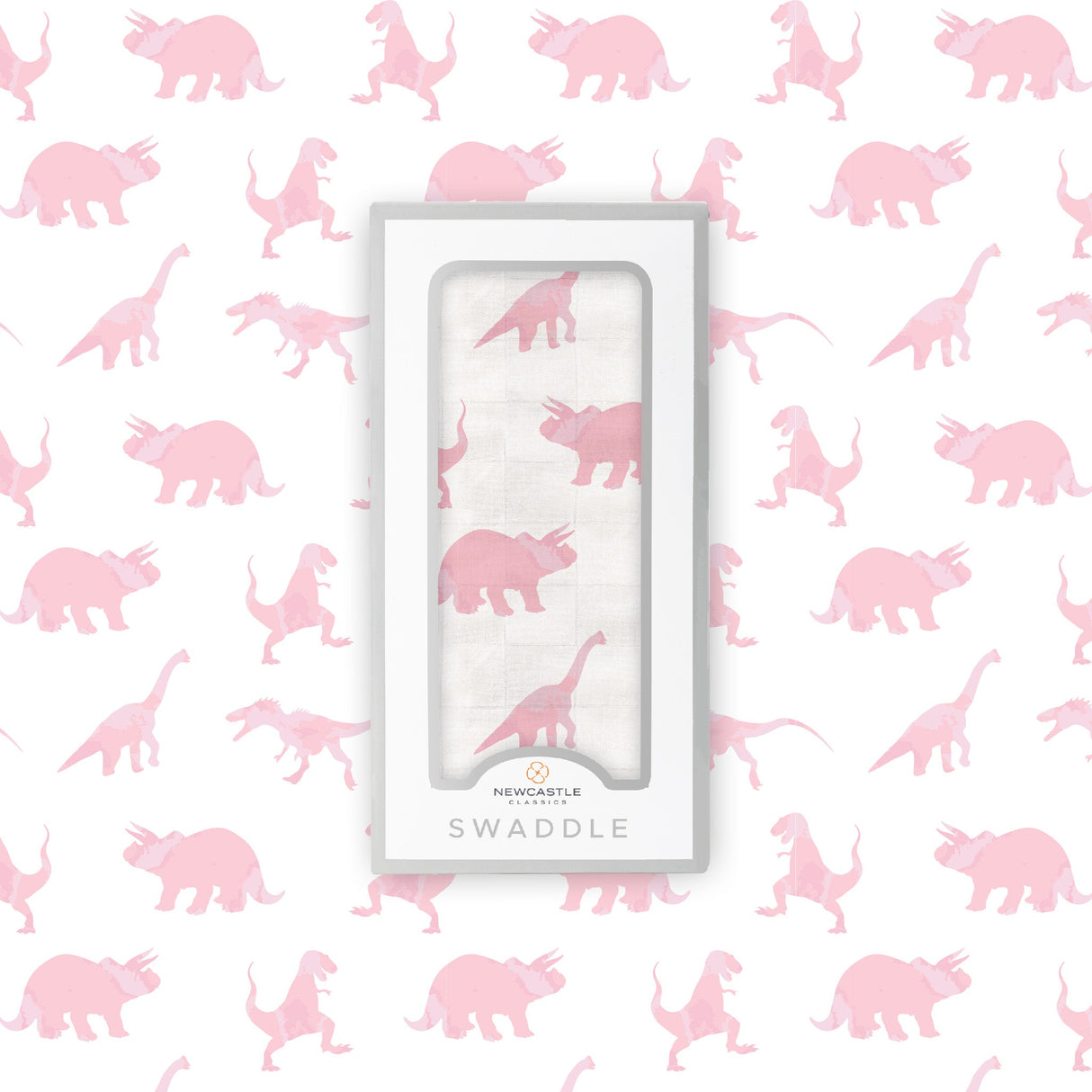 Pink Dinosaurs Bamboo Muslin Swaddle - HoneyBug