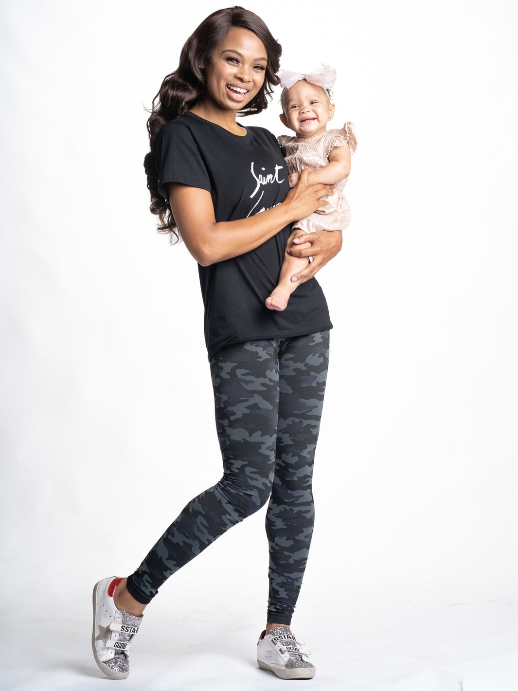 Snapback™ Postpartum Leggings - Black Camo - HoneyBug