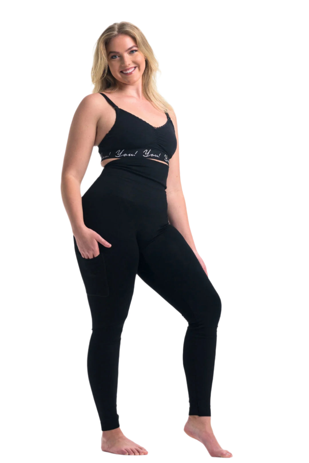 Snapback™ Postpartum Leggings - Black - HoneyBug