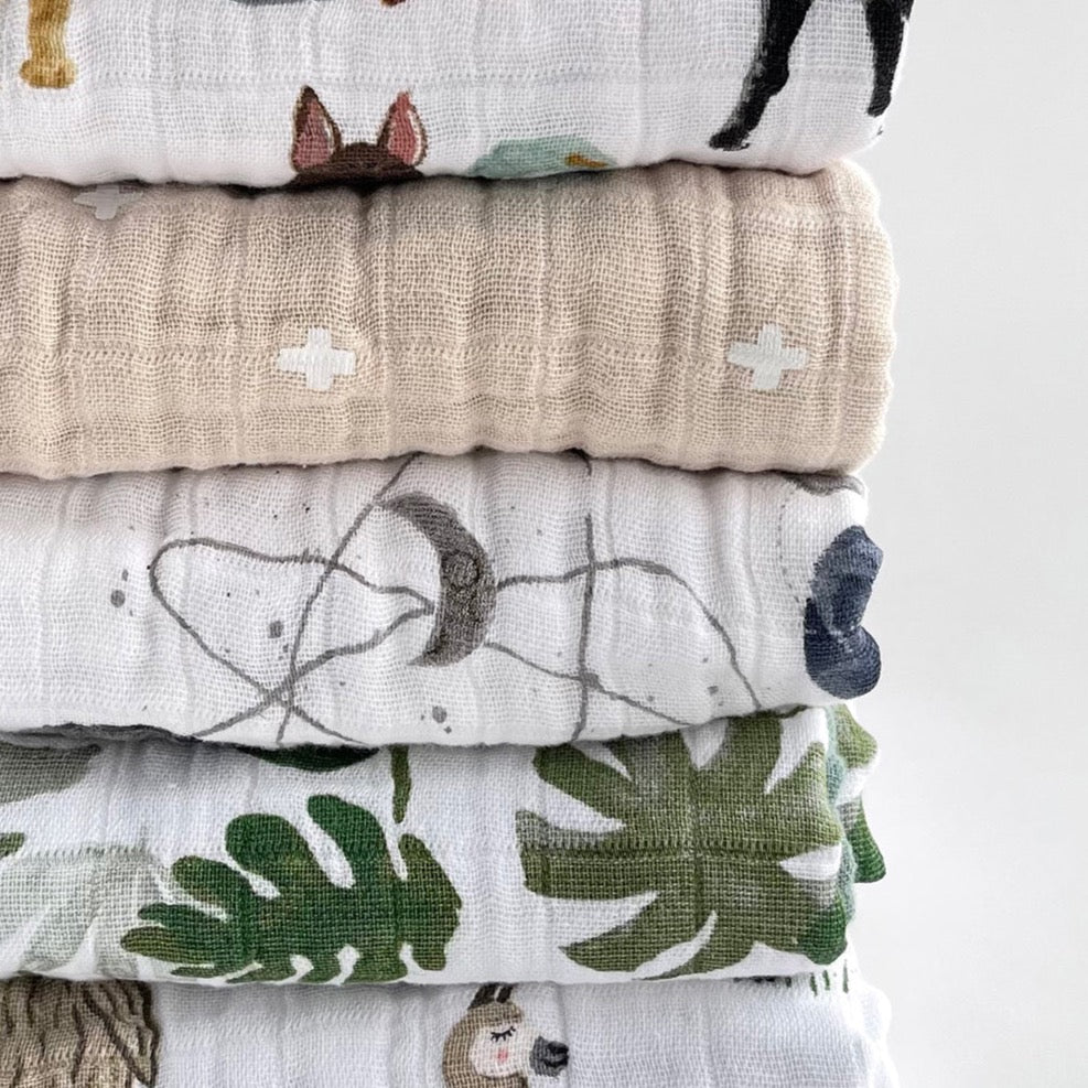 Original Cotton Muslin Quilt - Tropical Leaf - HoneyBug