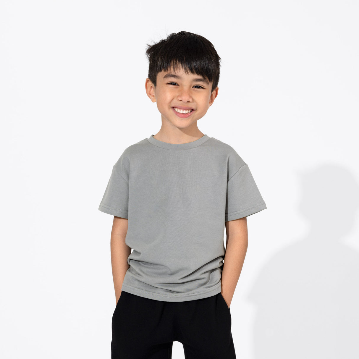 Stormy Grey Bamboo Terry Kids Oversized T-Shirt - HoneyBug