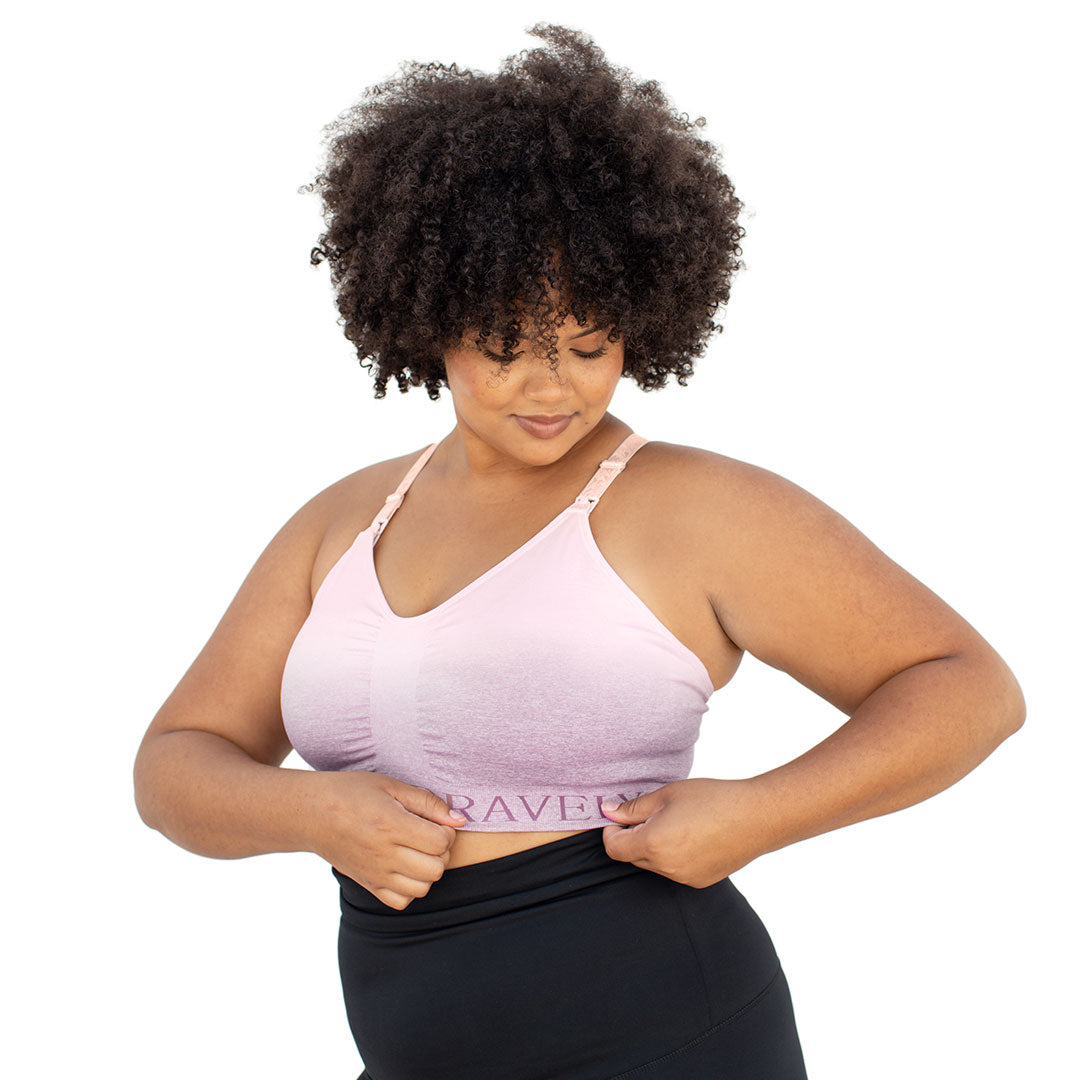 Sublime® Hands-Free Pumping & Nursing Sports Bra | Ombre Purple - HoneyBug