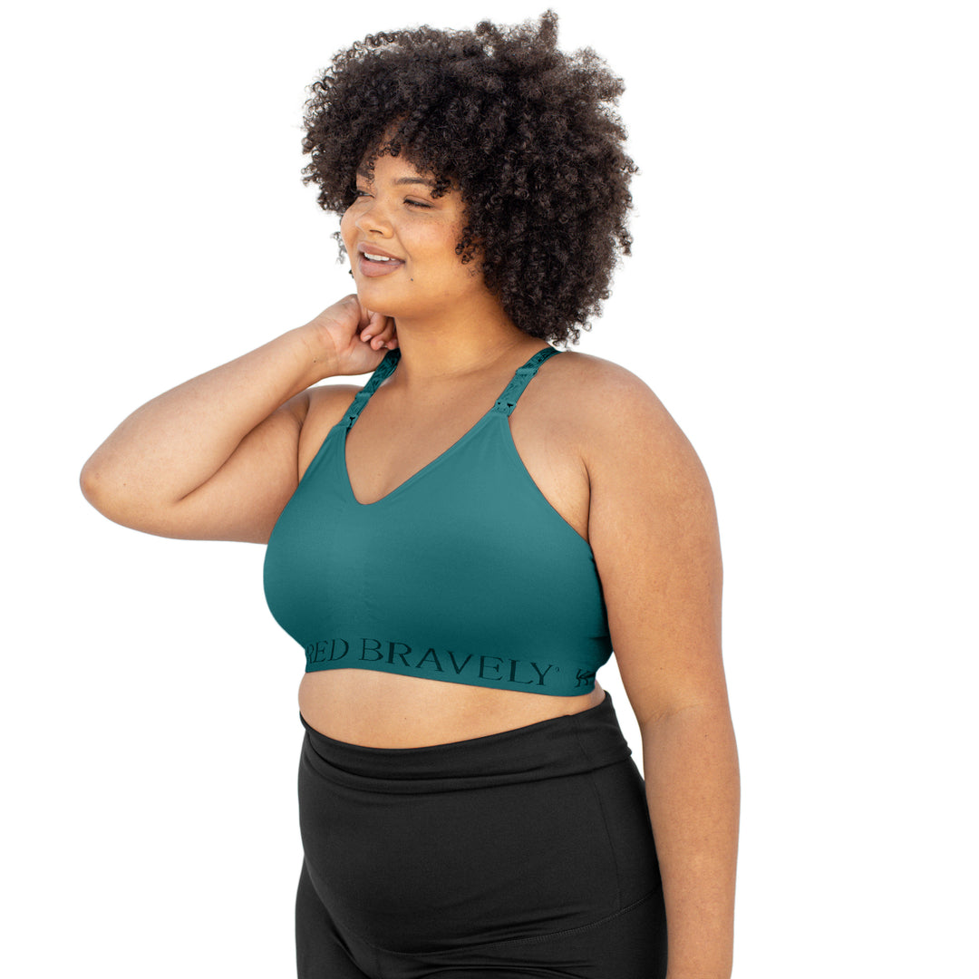 Sublime® Hands-Free Pumping & Nursing Sports Bra | Teal - HoneyBug