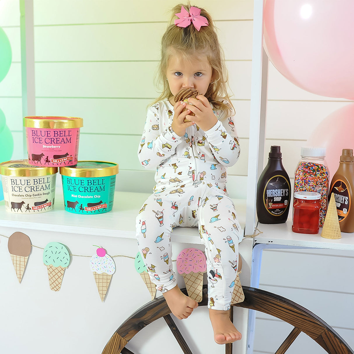 Ice Cream Bamboo Convertible Footie - HoneyBug