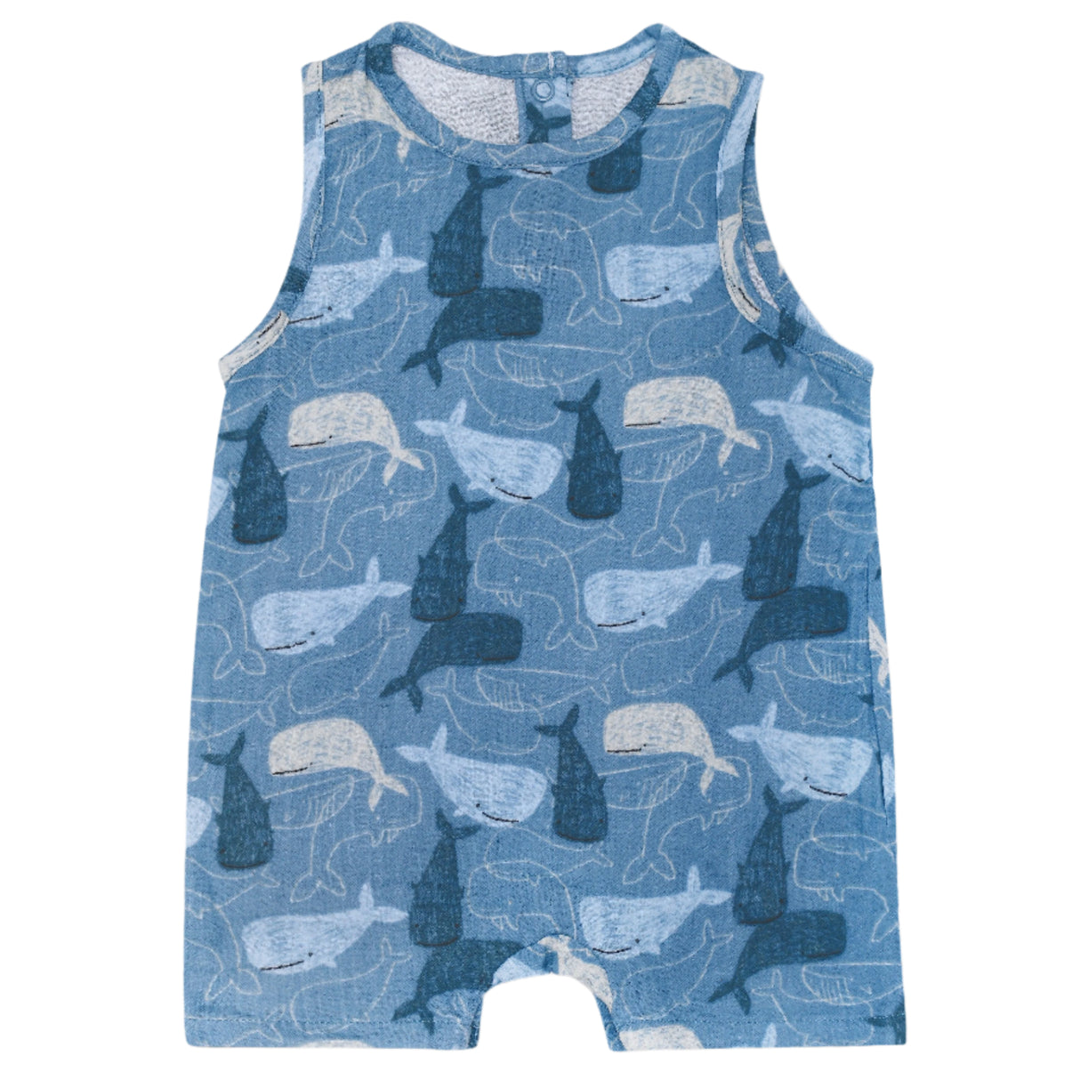 Muslin Sleeveless Coverall - Whale Tales - HoneyBug