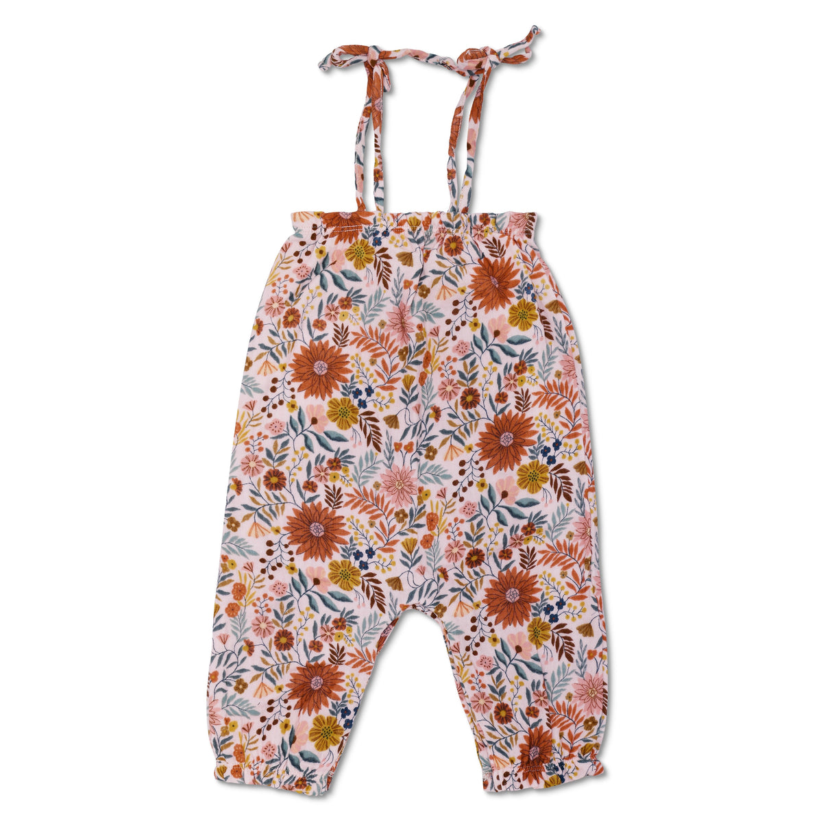 Muslin Tie Shoulder Jumpsuit - Zinnia Bloom - HoneyBug