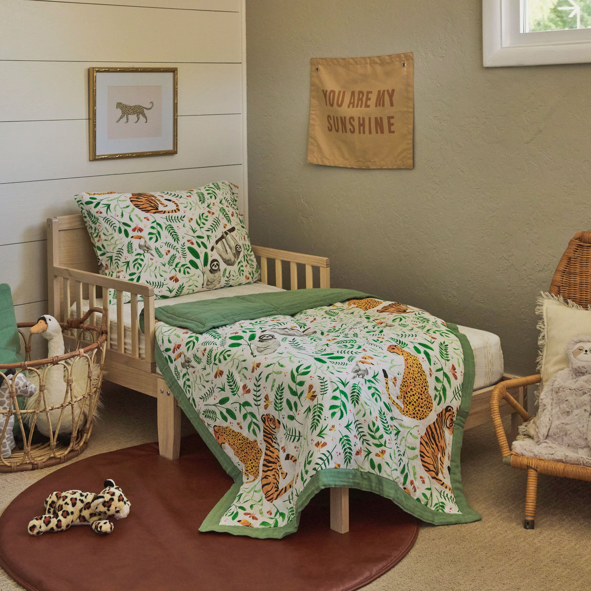 Cotton Muslin Toddler Bedding 3 Piece Set - Mighty Jungle - HoneyBug